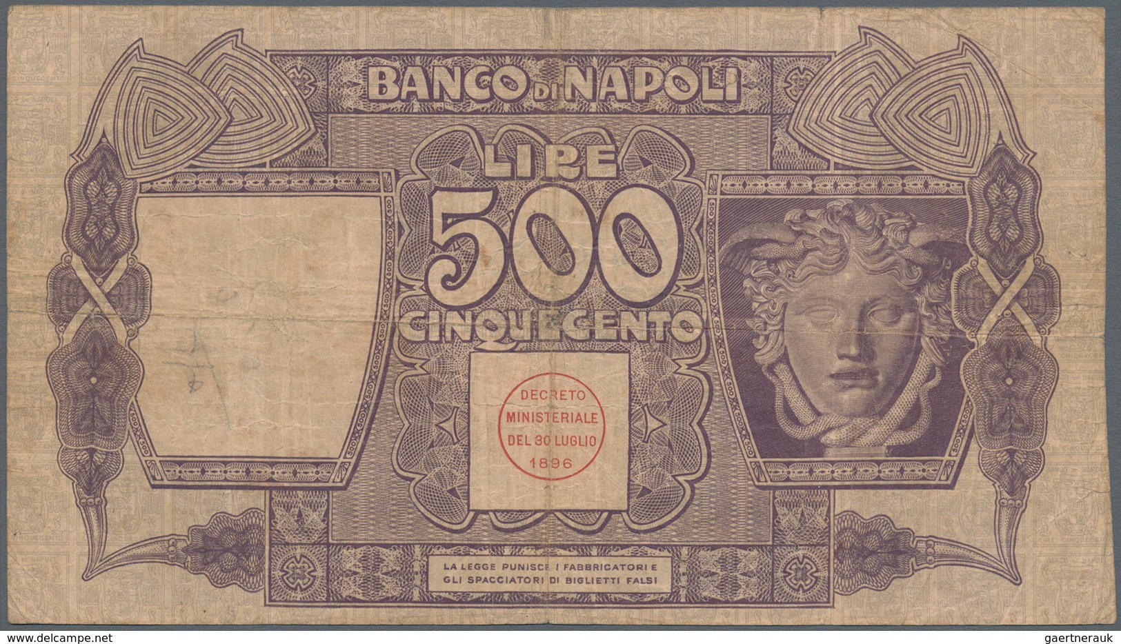 Italy / Italien: Set 3 Pcs 500 Lire 1919 "Banco Di Napoli" P. S858, All Used With Light Folds In Pap - Andere & Zonder Classificatie