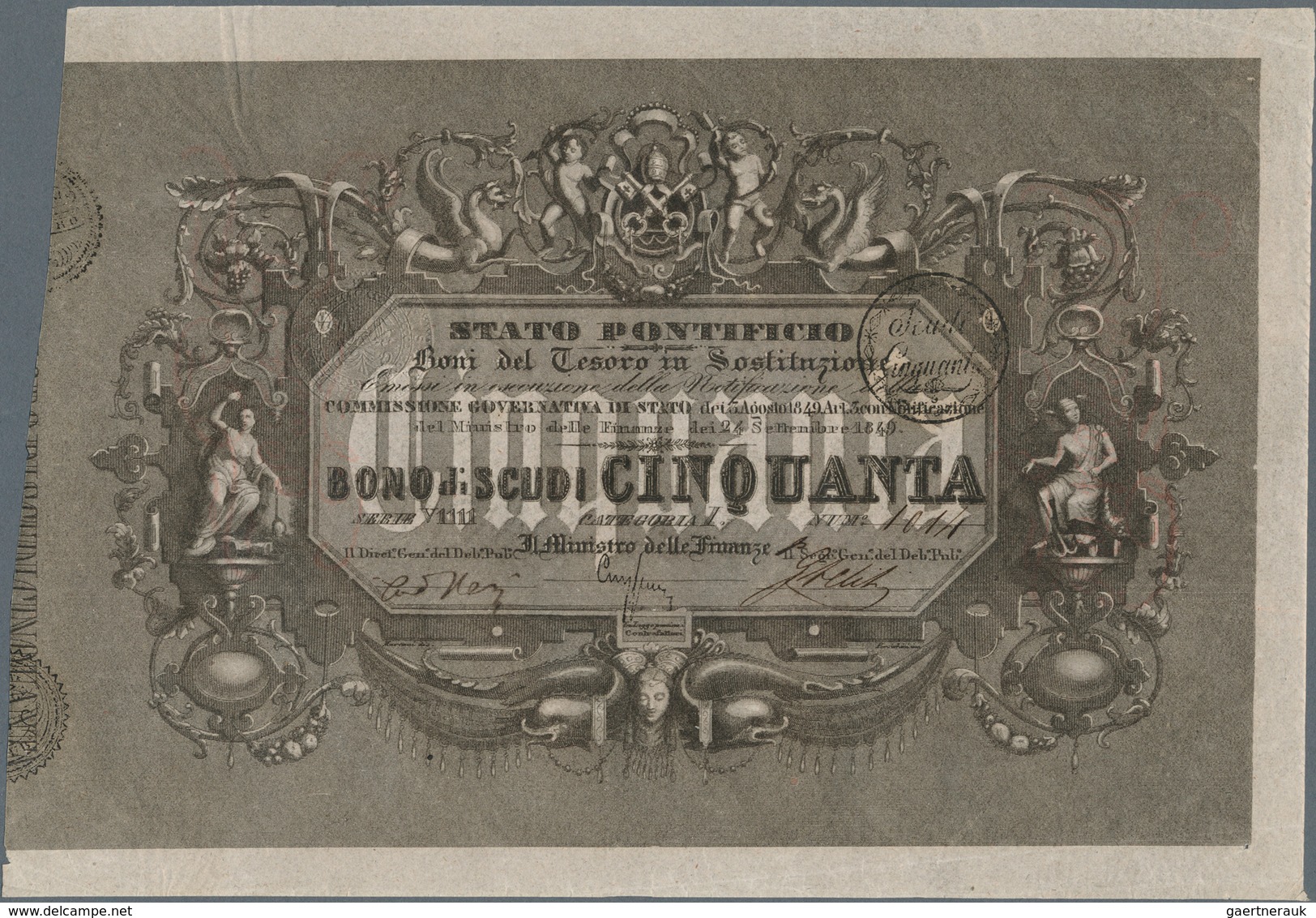 Italy / Italien: Two Consecutive Notes Of Stato Pontificio 50 Scudi 1948 P. NL, Gavello 155, Very Ra - Autres & Non Classés