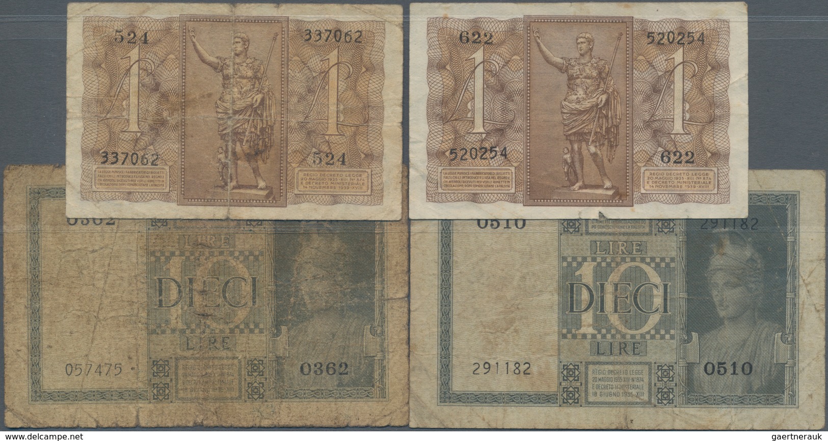 Italy / Italien: Set With 4 Banknotes Comprising A Pair Of The 100 Lire On 1 Lire Liguria Freedom Co - Sonstige & Ohne Zuordnung