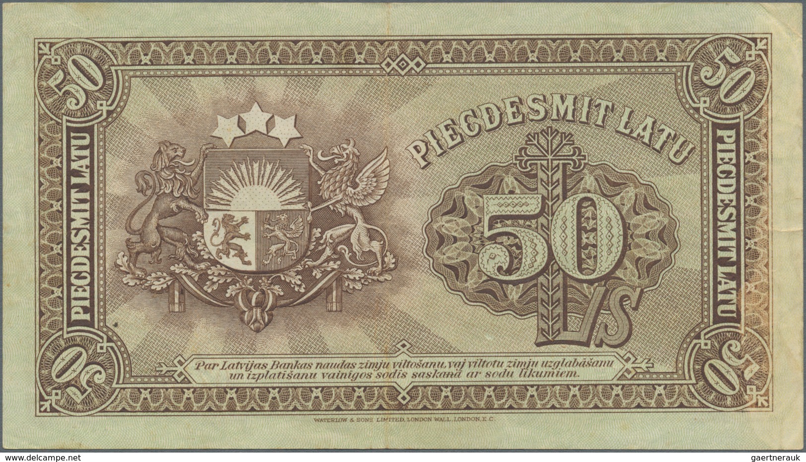 Latvia / Lettland: 50 Latu 1924, P.16a, Extraordinary Rare Banknote In Great Original Shape And Brig - Letonia