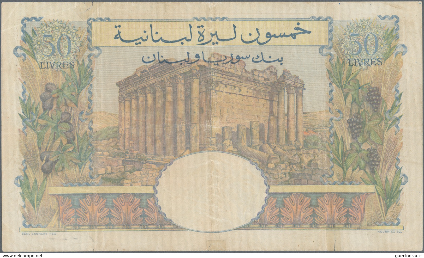 Lebanon / Libanon: Banque De Syrie Et Du Liban 50 Livres 1950, P.52, Very Nice Condition With A Few - Líbano
