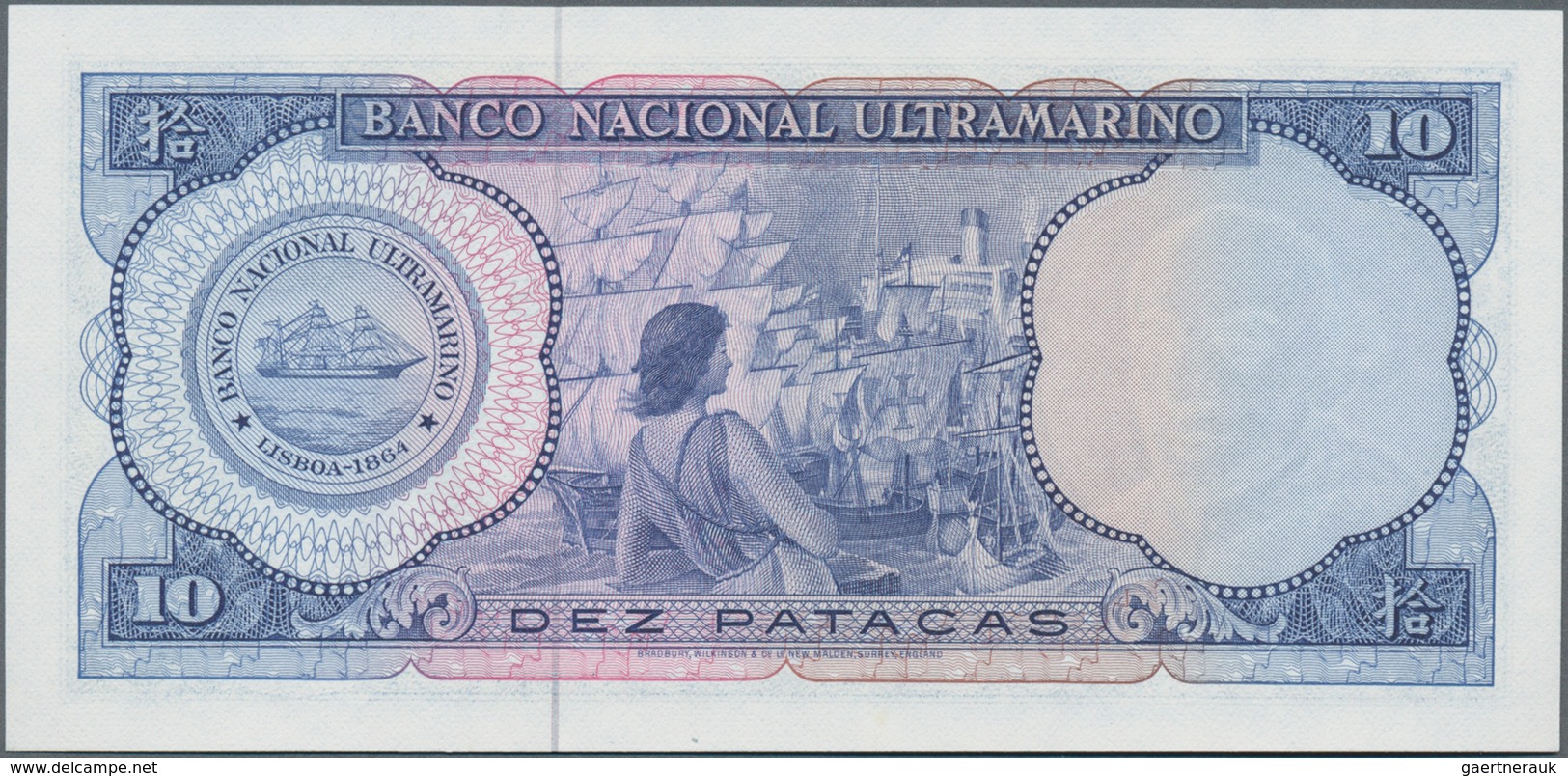 Macau / Macao: Banco Nacional Ultramarino 10 Patacas 1977, P.55a In Perfect UNC Condition. - Macao