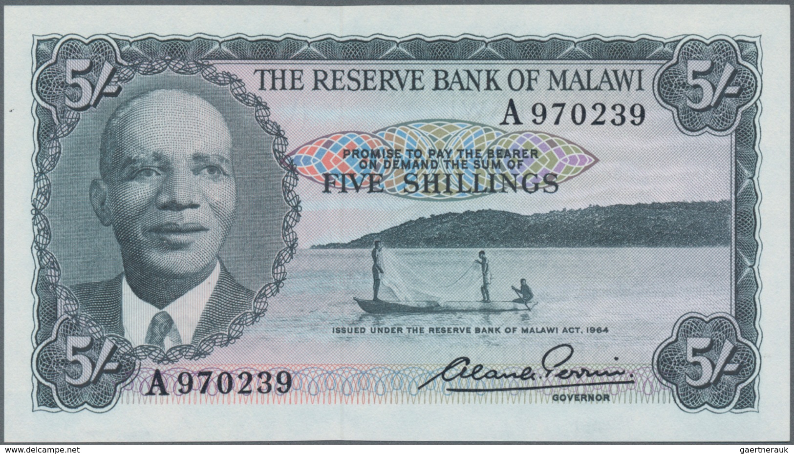 Malawi: Reserve Bank Of Malawi 5 Shillings L.1964, P.1 In Perfect UNC Condition. - Malawi