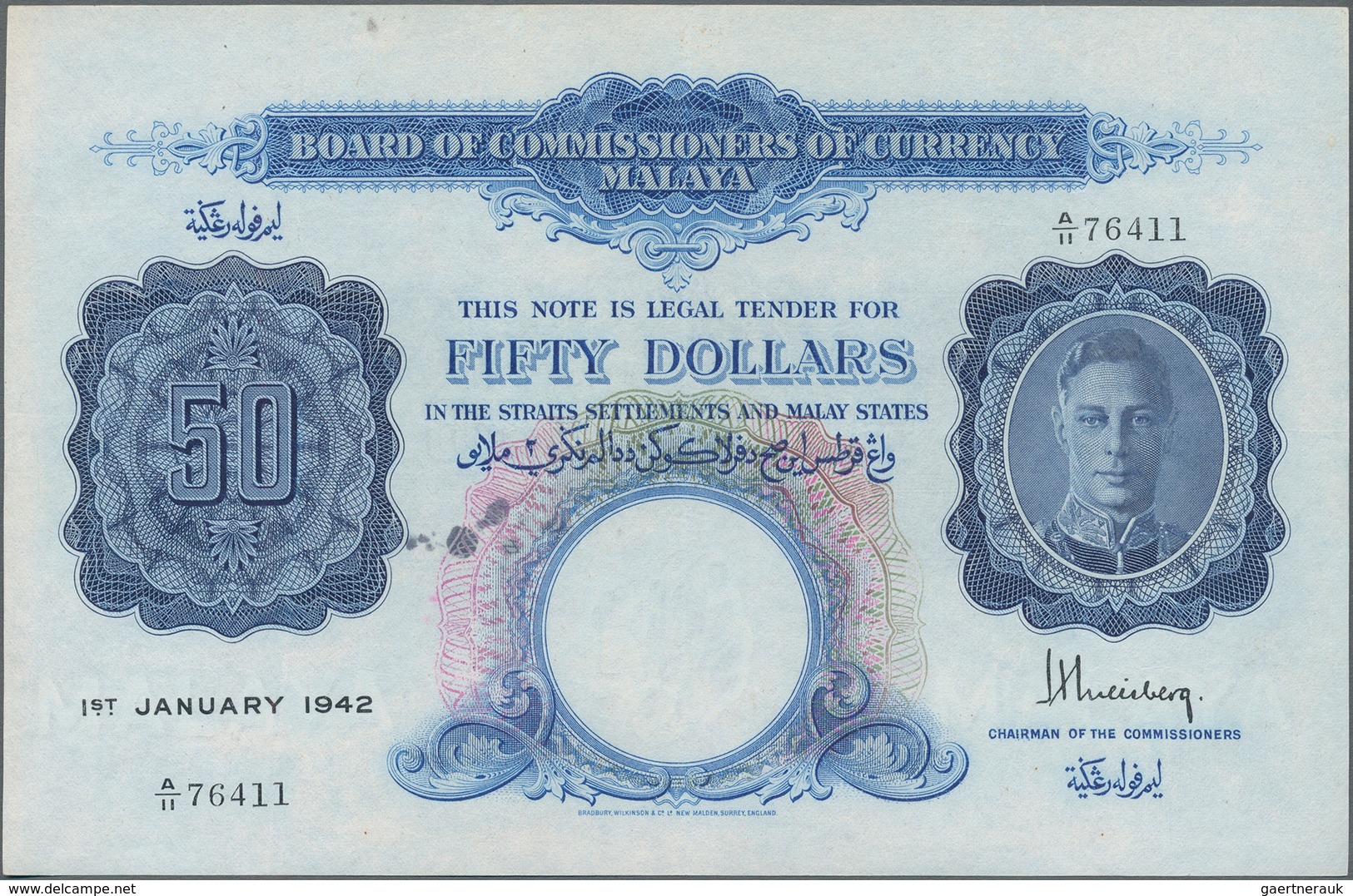 Malaya: Board Of Commissioners Of Currency 50 Dollars January 1st 1942, P.14, Extraordinary Rare Ban - Maleisië