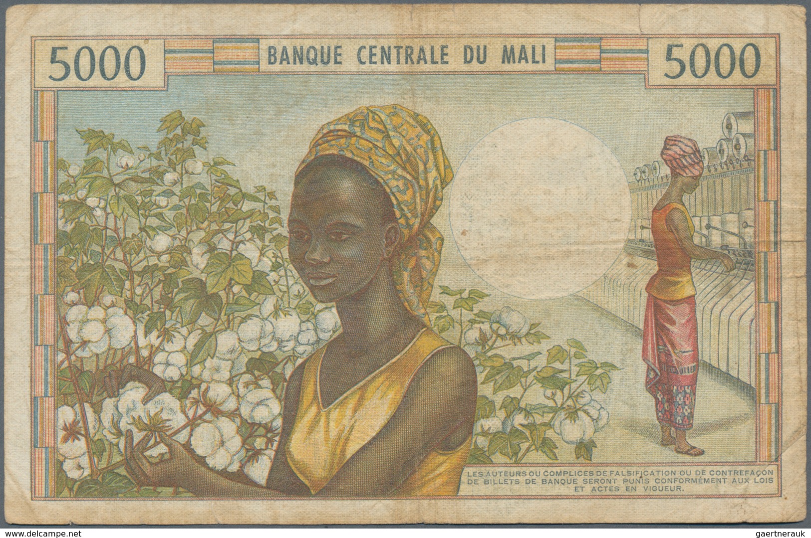 Mali: Banque Centrale Du Mali 5000 Francs ND(1972-84), P.14e, Toned Paper With Small Border Tears An - Malí