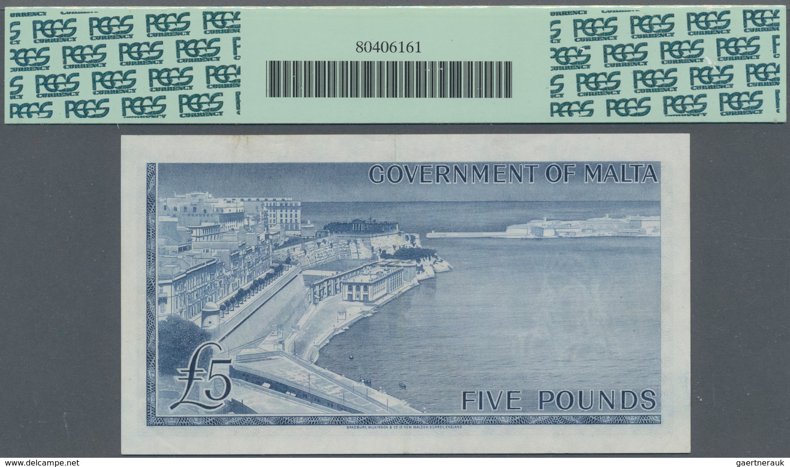 Malta: Government Of Malta 5 Pounds L.1949 (1961), P.27a, Great Condition With A Few Vertical Folds - Malta