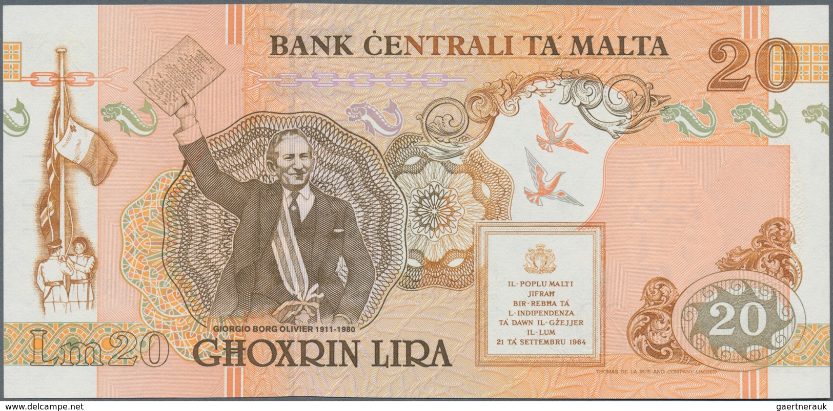 Malta: 20 Liri L.1967 (1994), P.48 In Perfect UNC Condition. - Malte