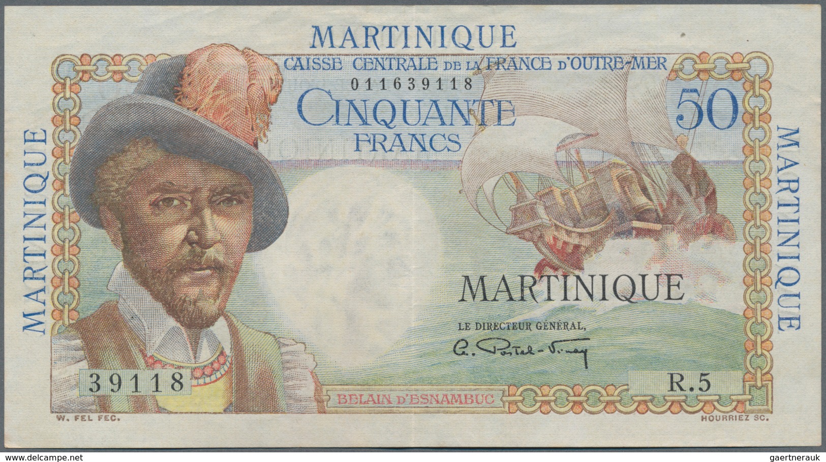 Martinique: Caisse Centrale De La France D'Outre-Mer 50 Francs ND(1947-49), P.30, Very Nice Note Wit - Sonstige & Ohne Zuordnung