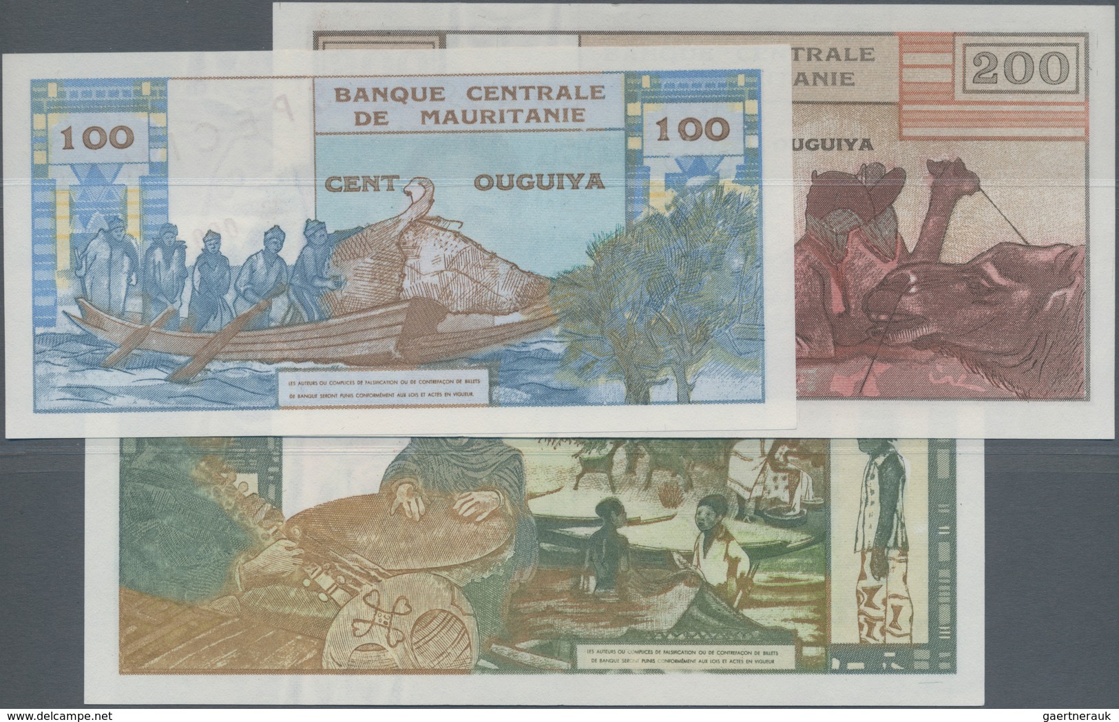 Mauritania / Mauretanien: Banque Centrale De Mauritanie Set With 3 Specimens Of The First Series 197 - Mauritania