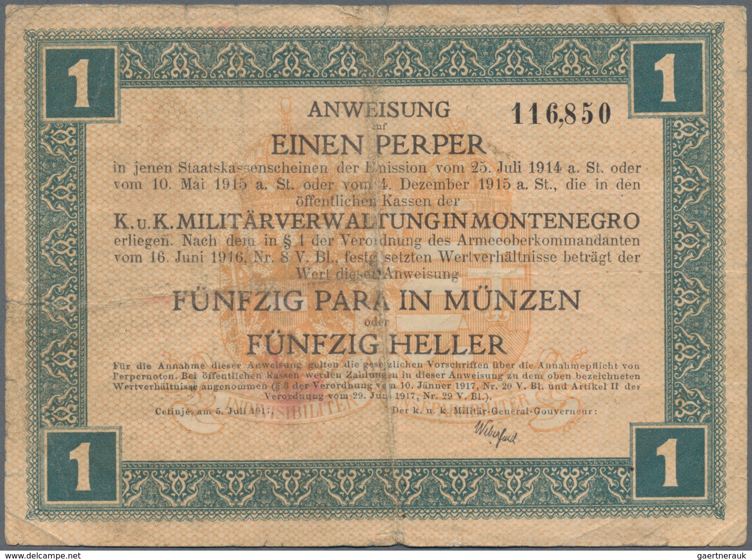 Montenegro: Very Interesting Lot With 15 Banknotes 1 - 100 Perpera 1912-1917, Comprising 2, 5, 10 Pe - Otros – Europa