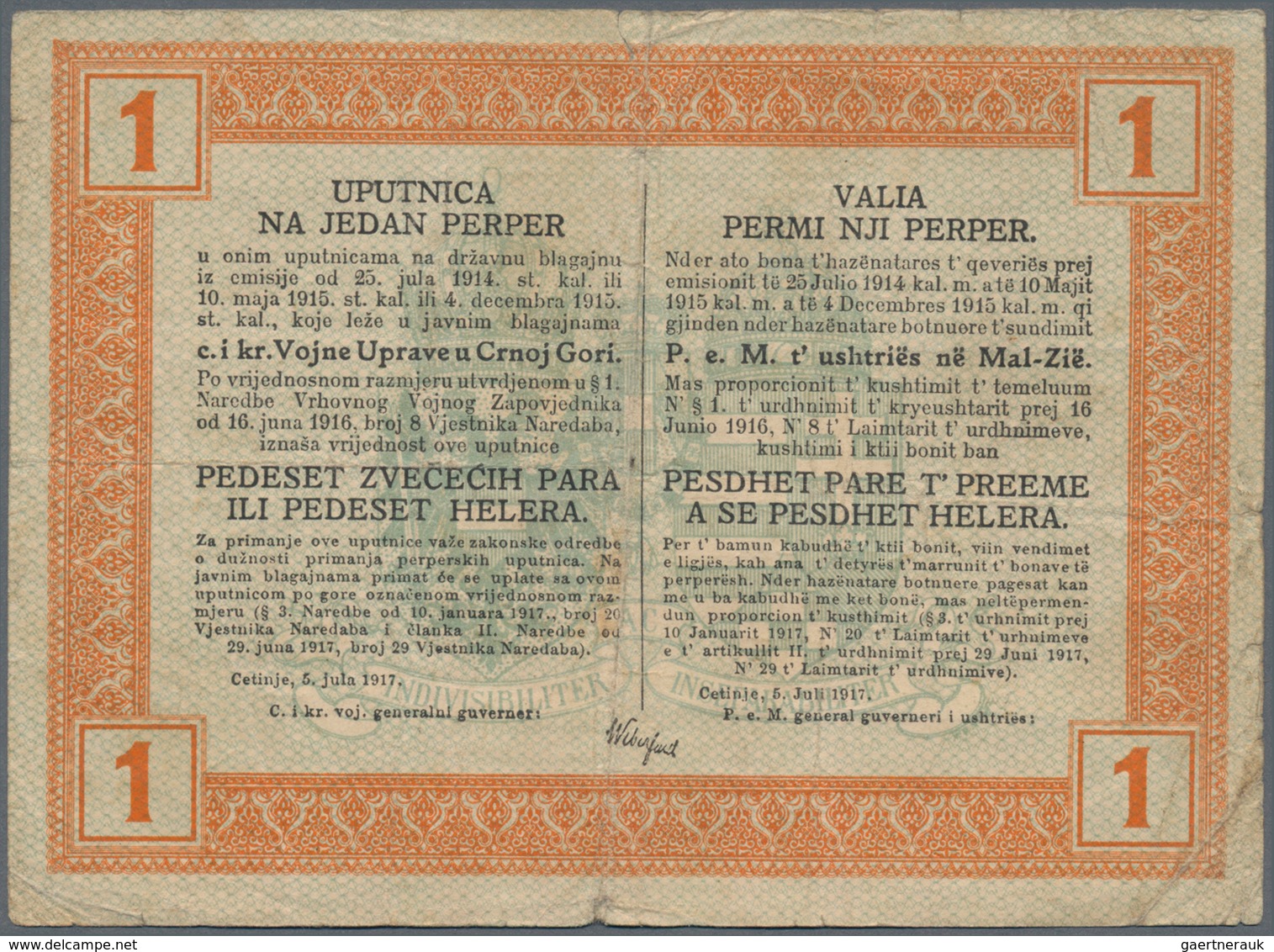 Montenegro: Very Interesting Lot With 15 Banknotes 1 - 100 Perpera 1912-1917, Comprising 2, 5, 10 Pe - Andere - Europa