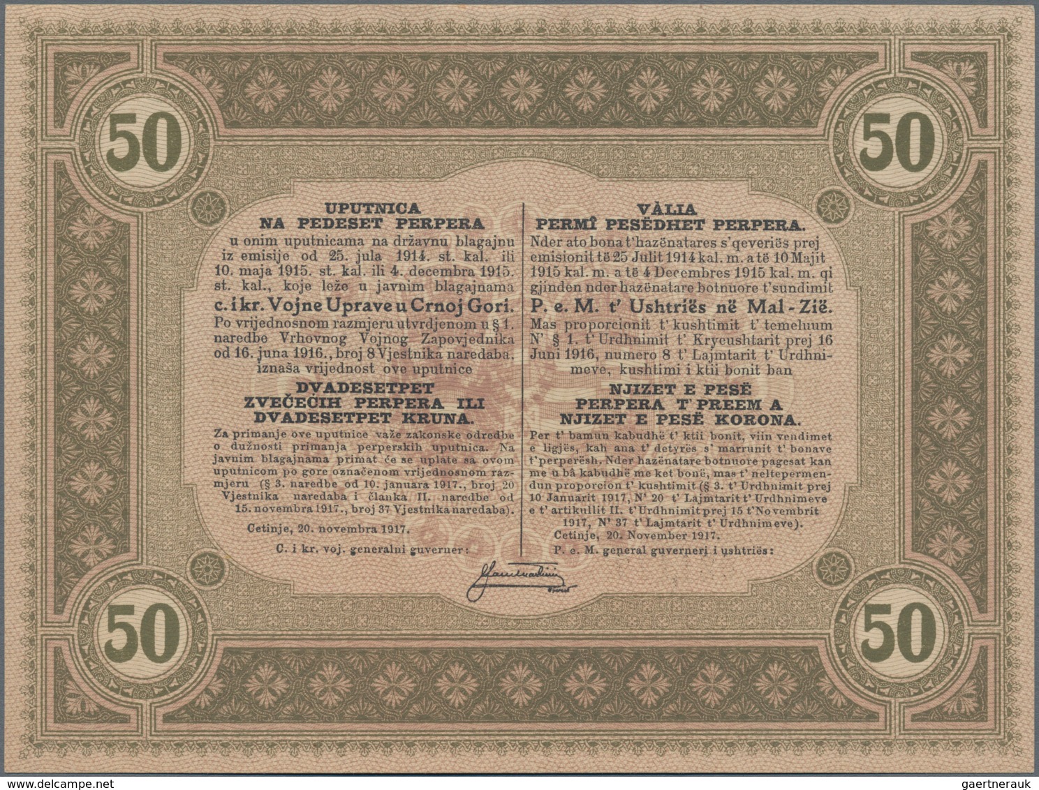 Montenegro: K.u.K. Militärverwaltung In Montenegro, Set With 7 Banknotes Of The 1917 "Münzperper" Co - Sonstige – Europa