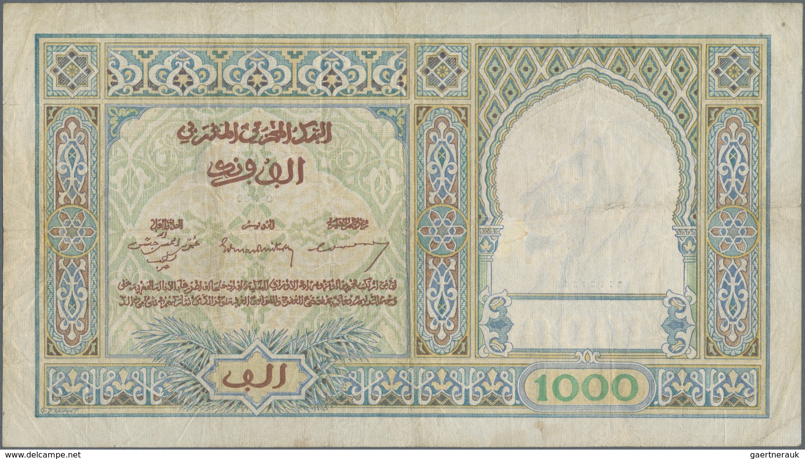 Morocco / Marokko: Banque D'État Du Maroc 1000 Francs 1950, P.16c, Still Intact Without Larger Damag - Marruecos