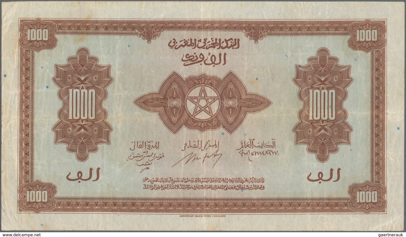 Morocco / Marokko: Banque D'État Du Maroc 1000 Francs 1943, P.28, Great Condition For This Large Siz - Marokko