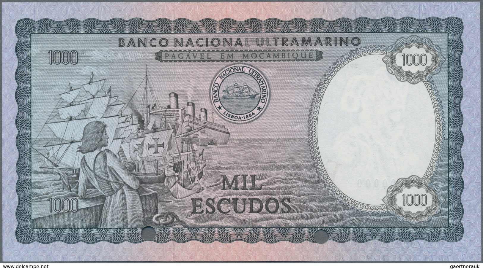 Mozambique: Banco Nacional Ultramarino – Mocambique 1000 Escudos 1972 SPECIMEN, P.112s In Perfect UN - Mozambique