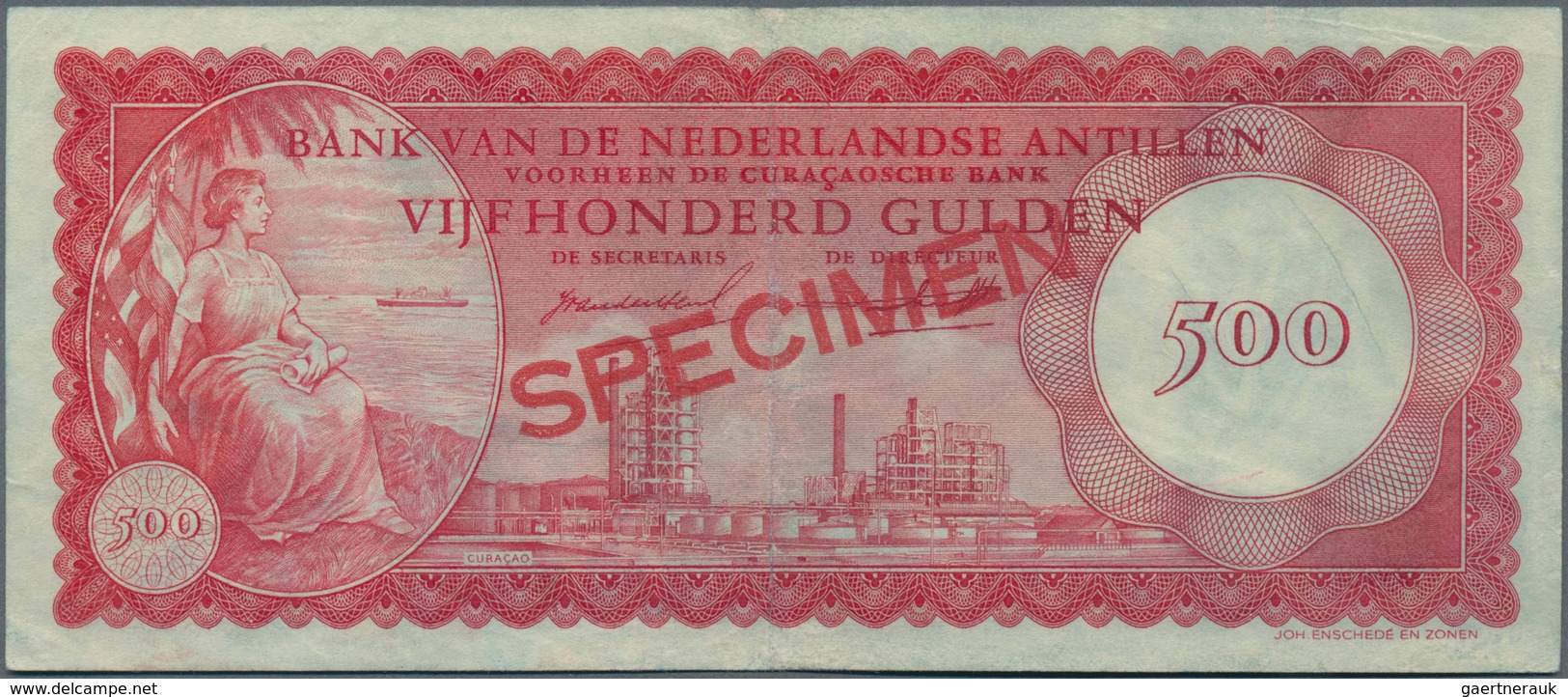 Netherlands Antilles / Niederländische Antillen: Bank Van De Nederlandse Antillen 500 Gulden 1962 SP - Antillas Neerlandesas (...-1986)