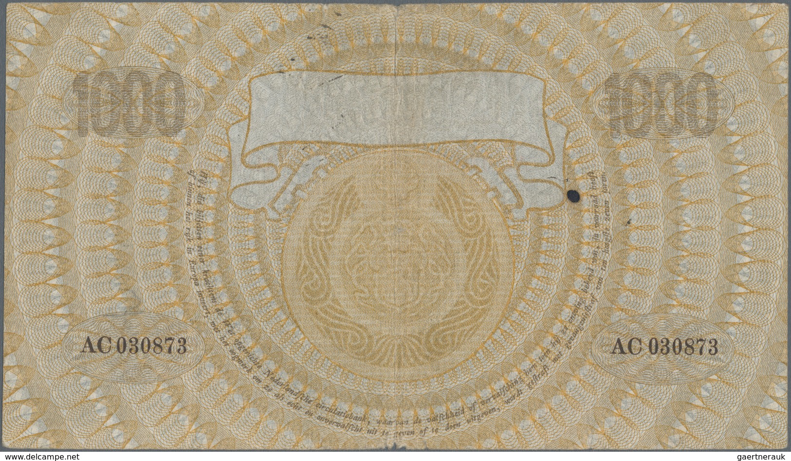 Netherlands / Niederlande: De Nederlandsche Bank 1000 Gulden 1919, P.42, Margin Split, Small Border - Andere & Zonder Classificatie