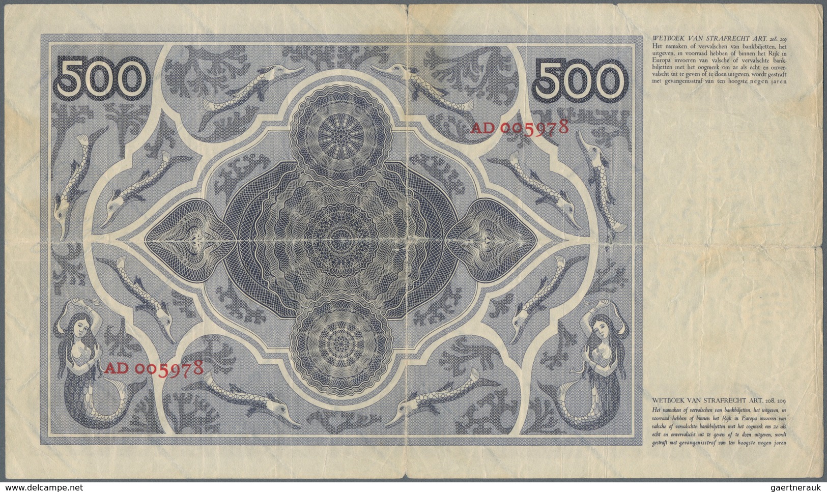 Netherlands / Niederlande: 500 Gulden 1930, P.52, Very Popular Note In Still Nice Condition With Sma - Sonstige & Ohne Zuordnung