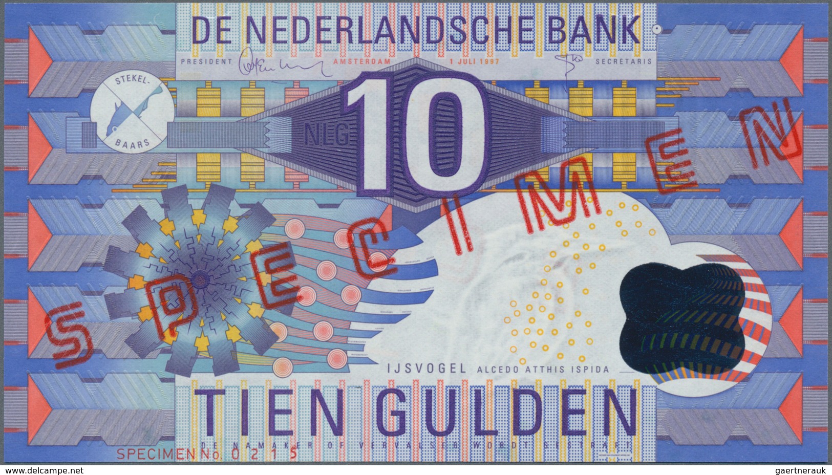 Netherlands / Niederlande: De Nederlandsche Bank 10 Gulden 1997 SPECIMEN, P.99s With Red Overprint “ - Otros & Sin Clasificación