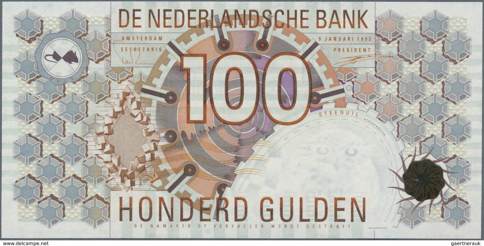 Netherlands / Niederlande: 100 Gulden 1992, P.101 In Perfect UNC Condition. - Andere & Zonder Classificatie