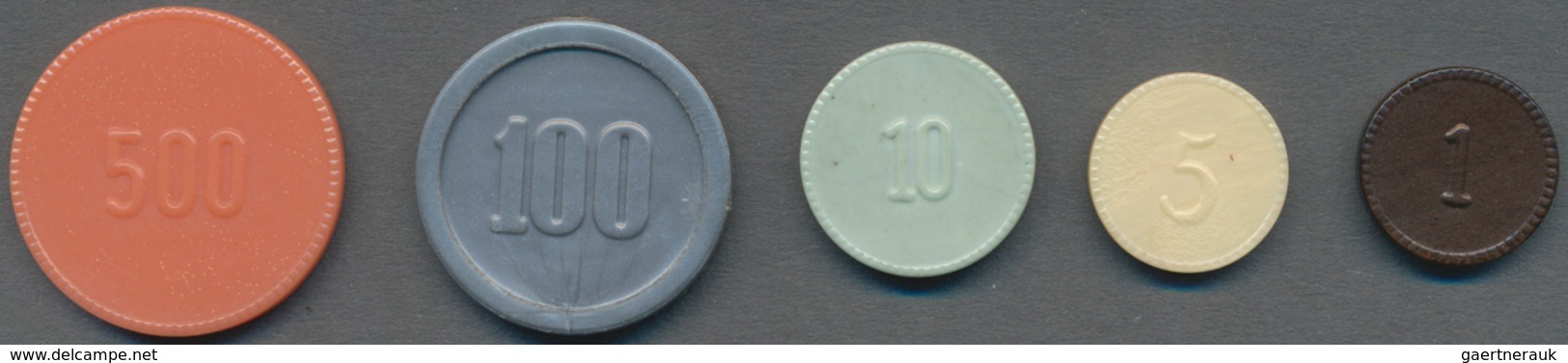 Netherlands / Niederlande: Ministerie Van Oorlog 1, 5, 10, 25, 100, 500 Cents ND(1946-53) Token, P.N - Andere & Zonder Classificatie