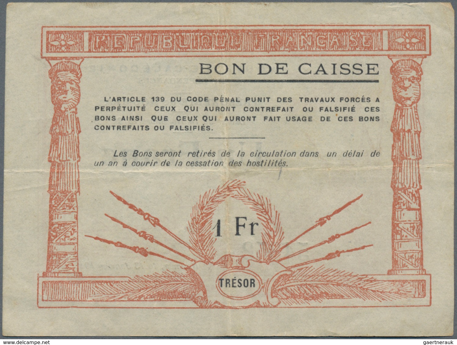 New Caledonia / Neu Kaledonien: Trésorerie De Nouméa 1 Franc L.1918, P.33, Two Times Folded And Some - Nouméa (Nieuw-Caledonië 1873-1985)