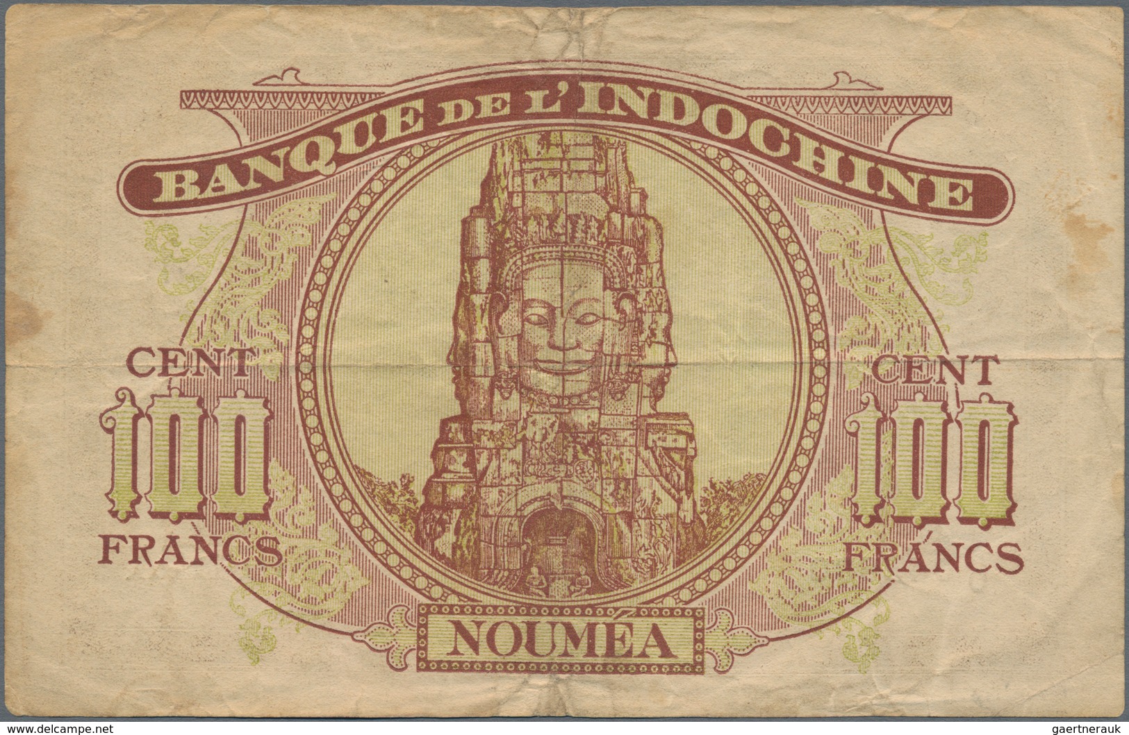 New Caledonia / Neu Kaledonien: Banque De L'Indochine 100 Francs ND(1942), P.44, Lightly Toned Paper - Numea (Nueva Caledonia 1873-1985)