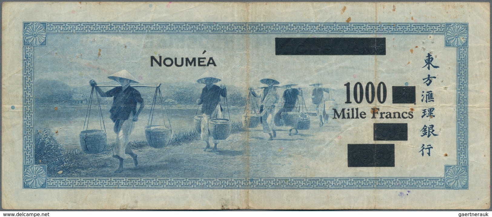 New Caledonia / Neu Kaledonien: Banque De L'Indochine - Noumea 1000 Francs Overprint "Émission 1944" - Nouméa (Nieuw-Caledonië 1873-1985)