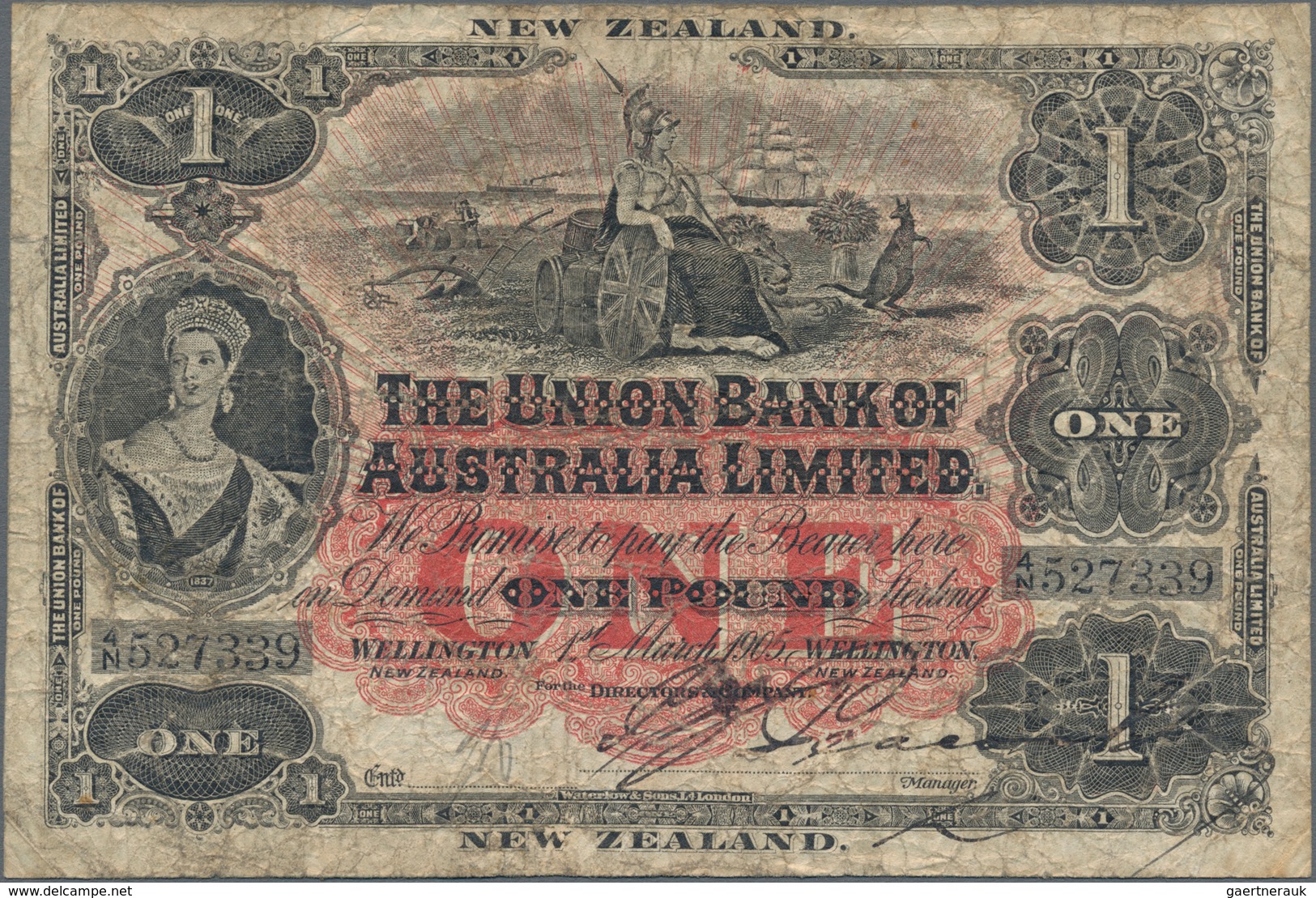 New Zealand / Neuseeland: Union Bank Of Australia Ltd. - Wellington Branch 1 Pound 1905, P.S362b, Gr - Nueva Zelandía