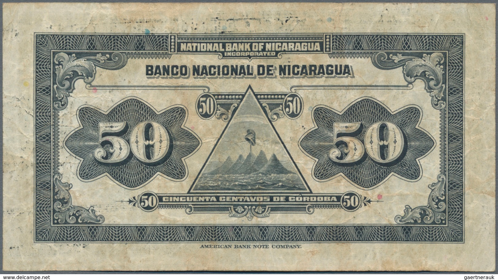 Nicaragua: Banco Nacional De Nicaragua Pair With 50 Centavos 1938 P.89 (F+) And 5 Cordobas 1942 P.93 - Nicaragua