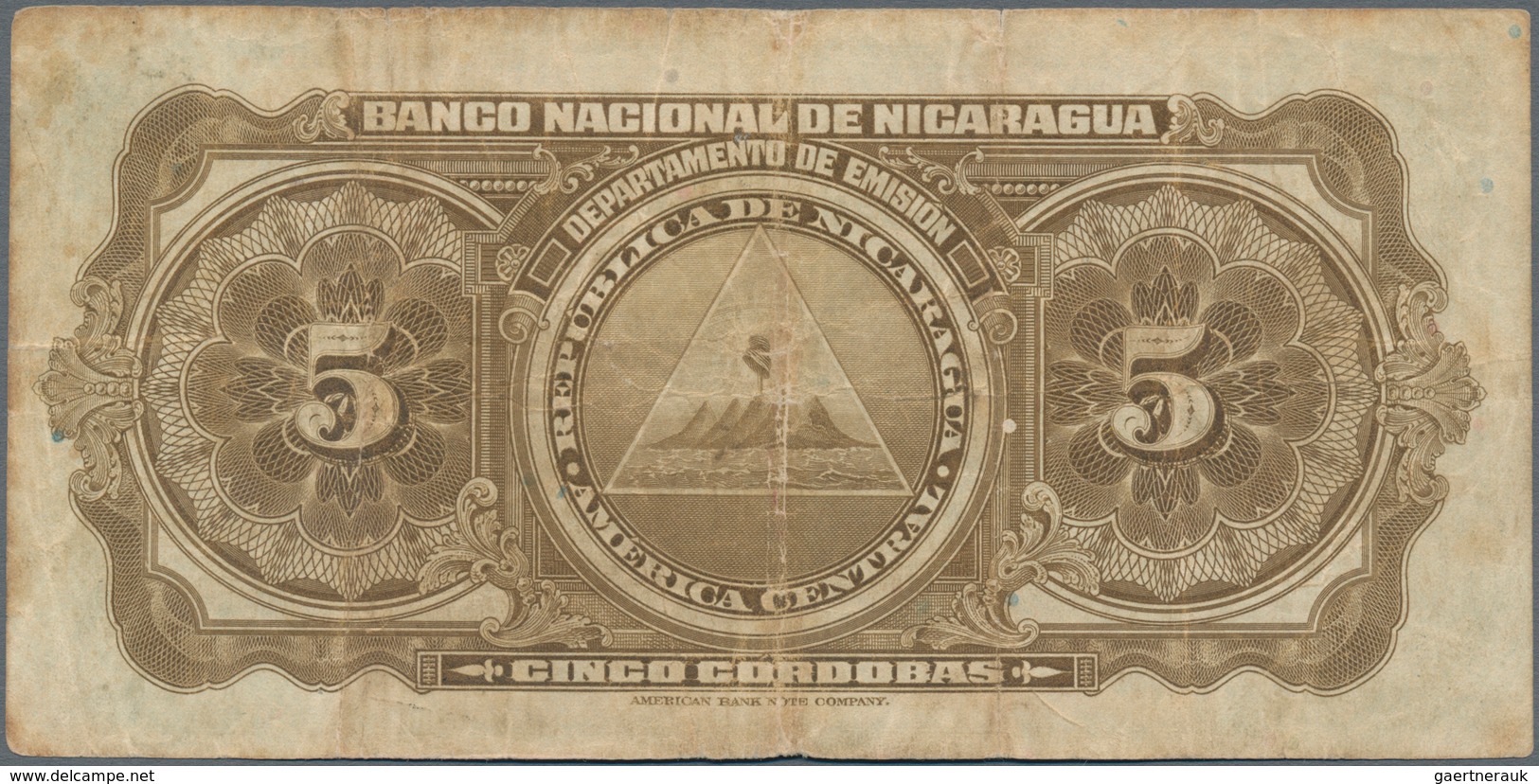 Nicaragua: Banco Nacional De Nicaragua Pair With 50 Centavos 1938 P.89 (F+) And 5 Cordobas 1942 P.93 - Nicaragua