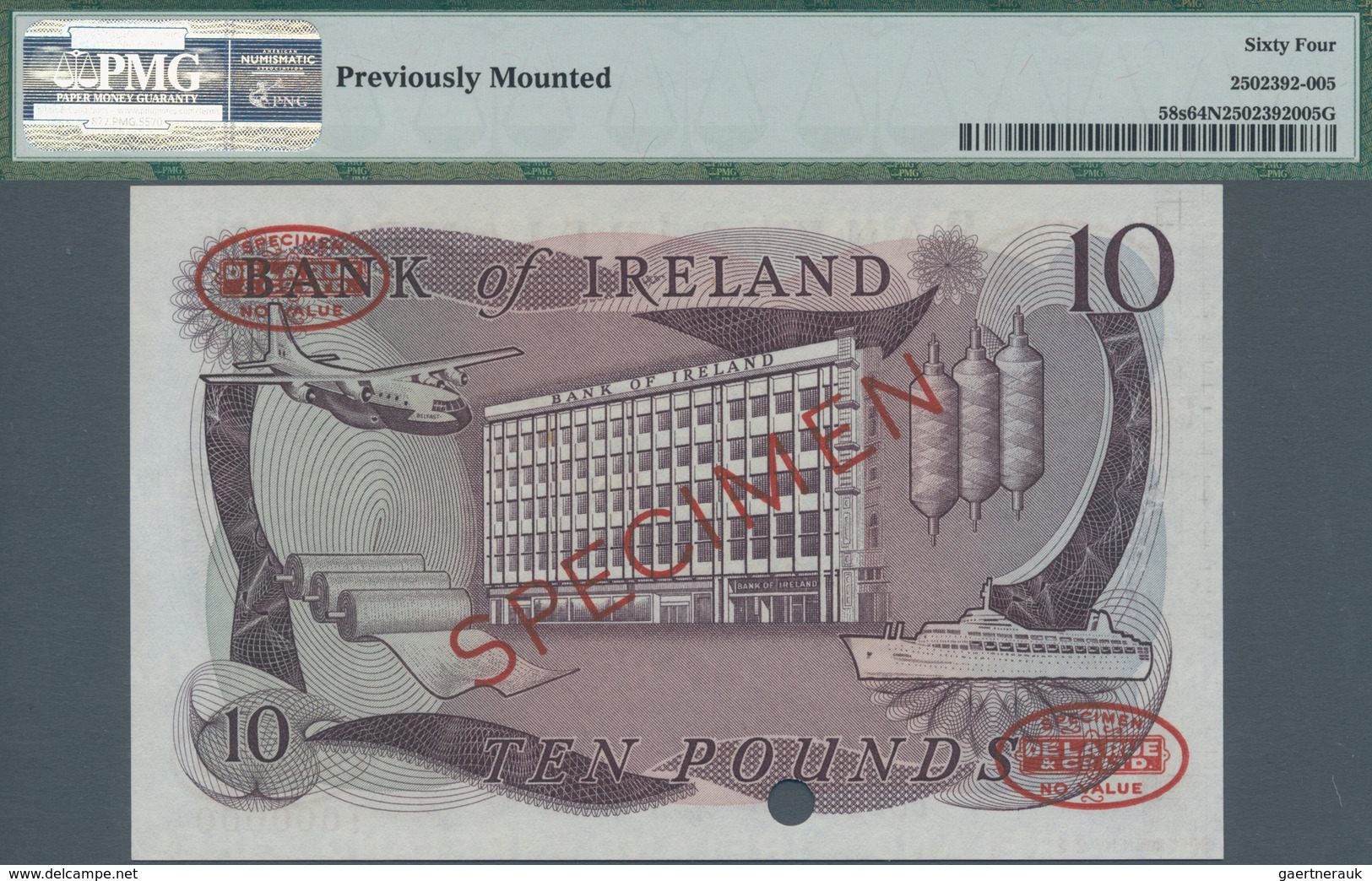 Northern Ireland / Nordirland: Bank Of Ireland 10 Pounds ND(1967) TDLR SPECIMEN, P.58s, Previously M - Andere & Zonder Classificatie