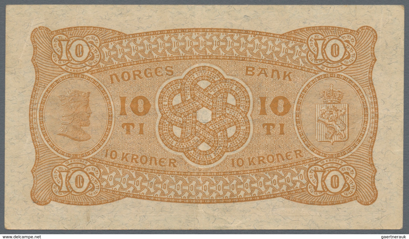 Norway / Norwegen: 10 Kroner 1940, P.8c, Stronger Center Fold And A Few Minor Spots. Condition: XF - Noruega