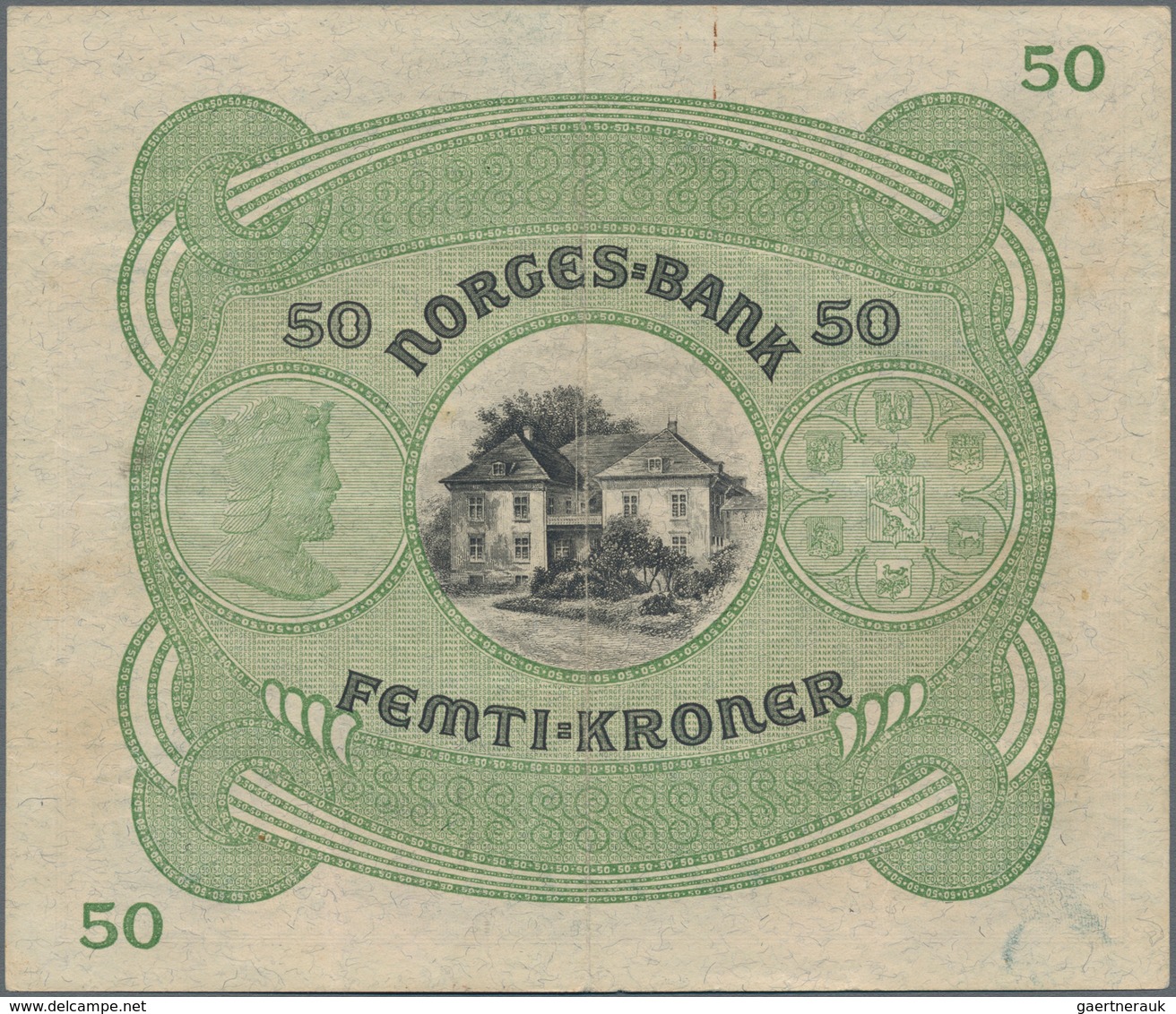 Norway / Norwegen: 50 Kroner 1941, P.9d, Great Original Shape With A Few Folds And Minor Spots On Ba - Noruega