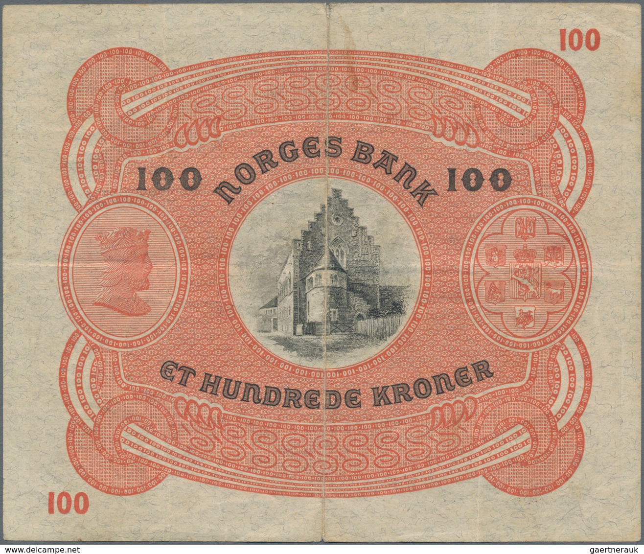 Norway / Norwegen: 100 Kroner 1938, P.10c, Still Nice With A Few Stronger Folds And Tiny Tears At Up - Noruega