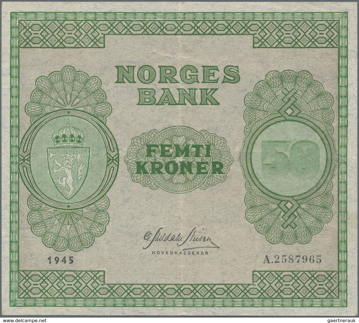 Norway / Norwegen: 50 Kroner 1945, P.27, Excellent Condition, Still Crisp Paper And Bright Colors, J - Noorwegen