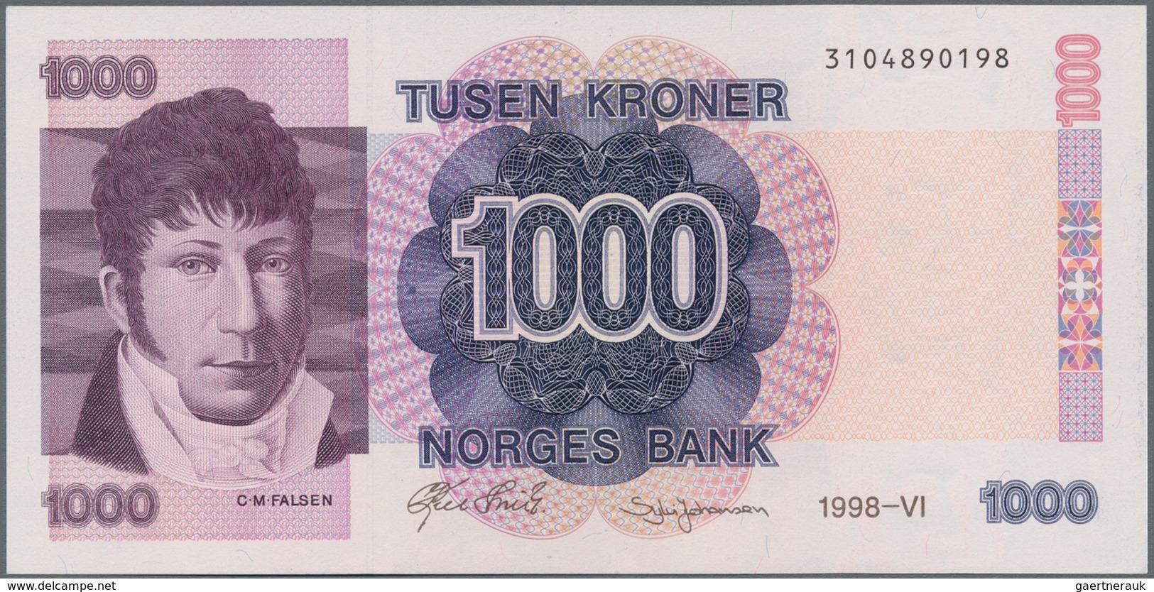 Norway / Norwegen: 1000 Kroner 1998, P.45b In Perfect UNC Condition. - Noruega