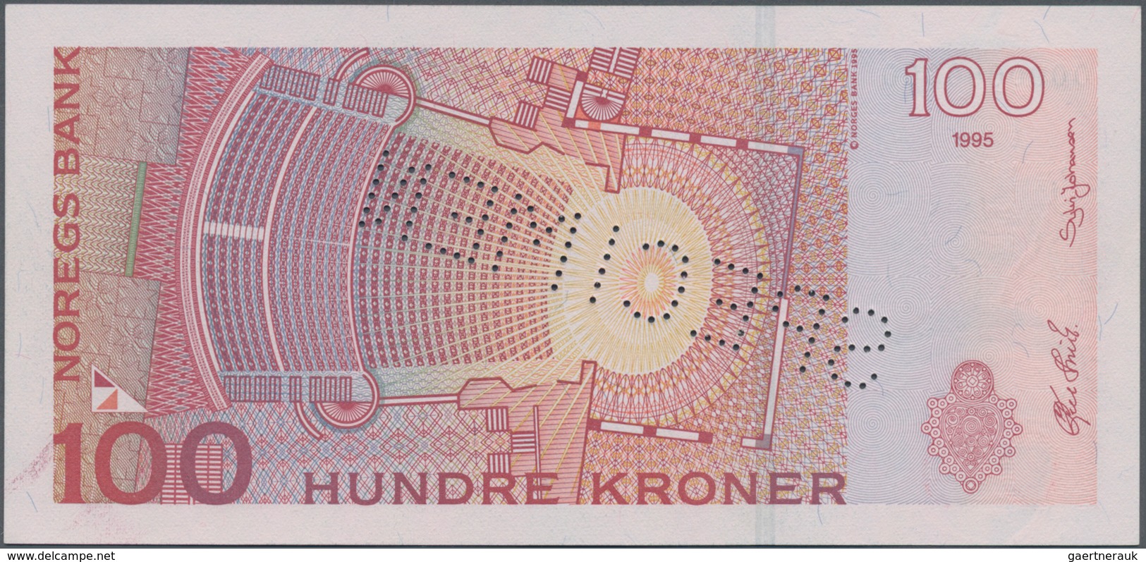 Norway / Norwegen: 100 Koner 1995 SPECIMEN, P.47s In Perfect UNC Condition. Highly Rare! - Noorwegen