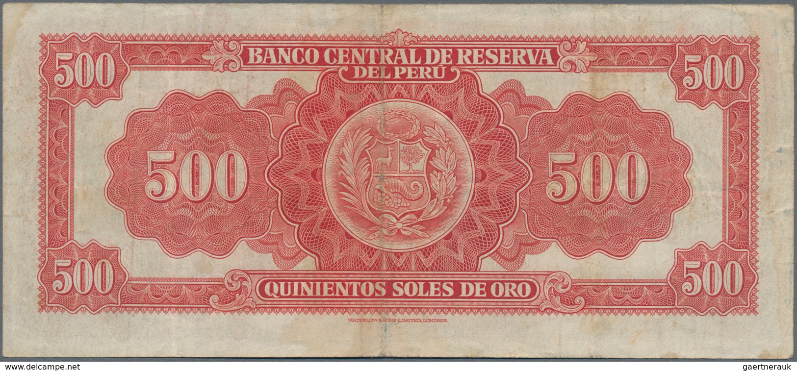 Peru: Pair With 1 Sol Republica Del Peru 1879 P.1 (VF) And 500 Soles De Oro 1952 Banco Central De Re - Peru