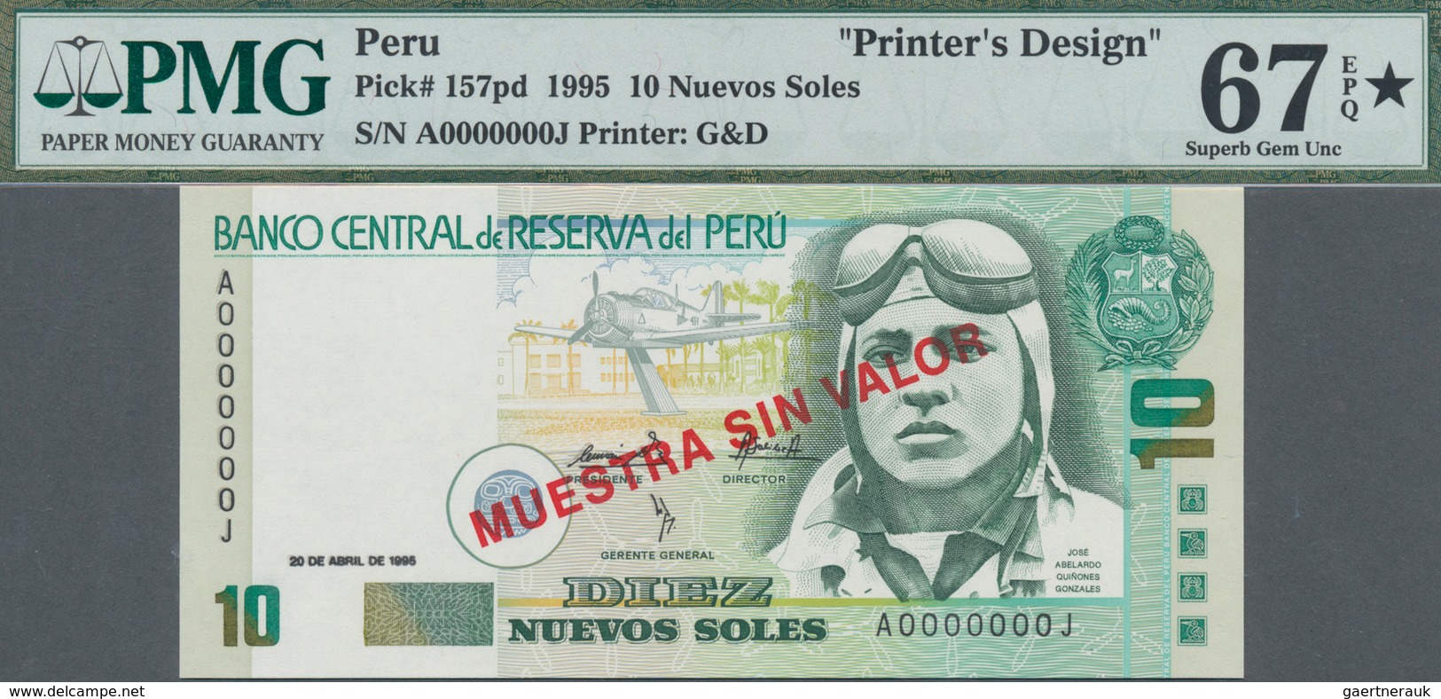 Peru: Printer's Design For 10 Nuevos Soles 1995 Front And Back, P.157pd, Each One With Empty Reverse - Peru