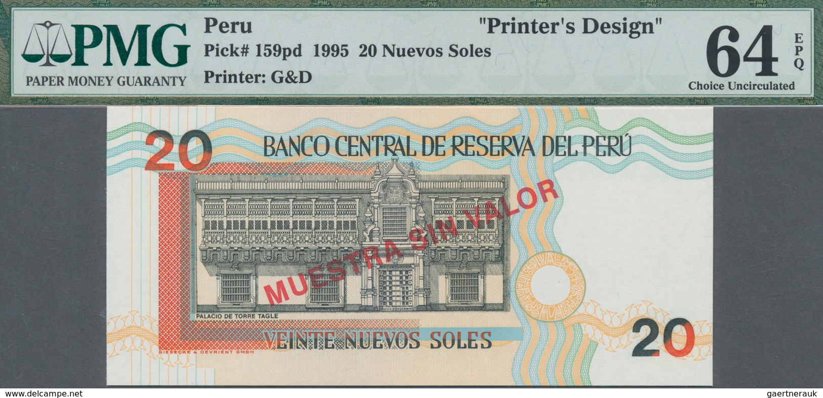 Peru: Printer's Design For 20 Nuevos Soles 1995 Front And Back, P.159pd, Each One With Empty Reverse - Peru