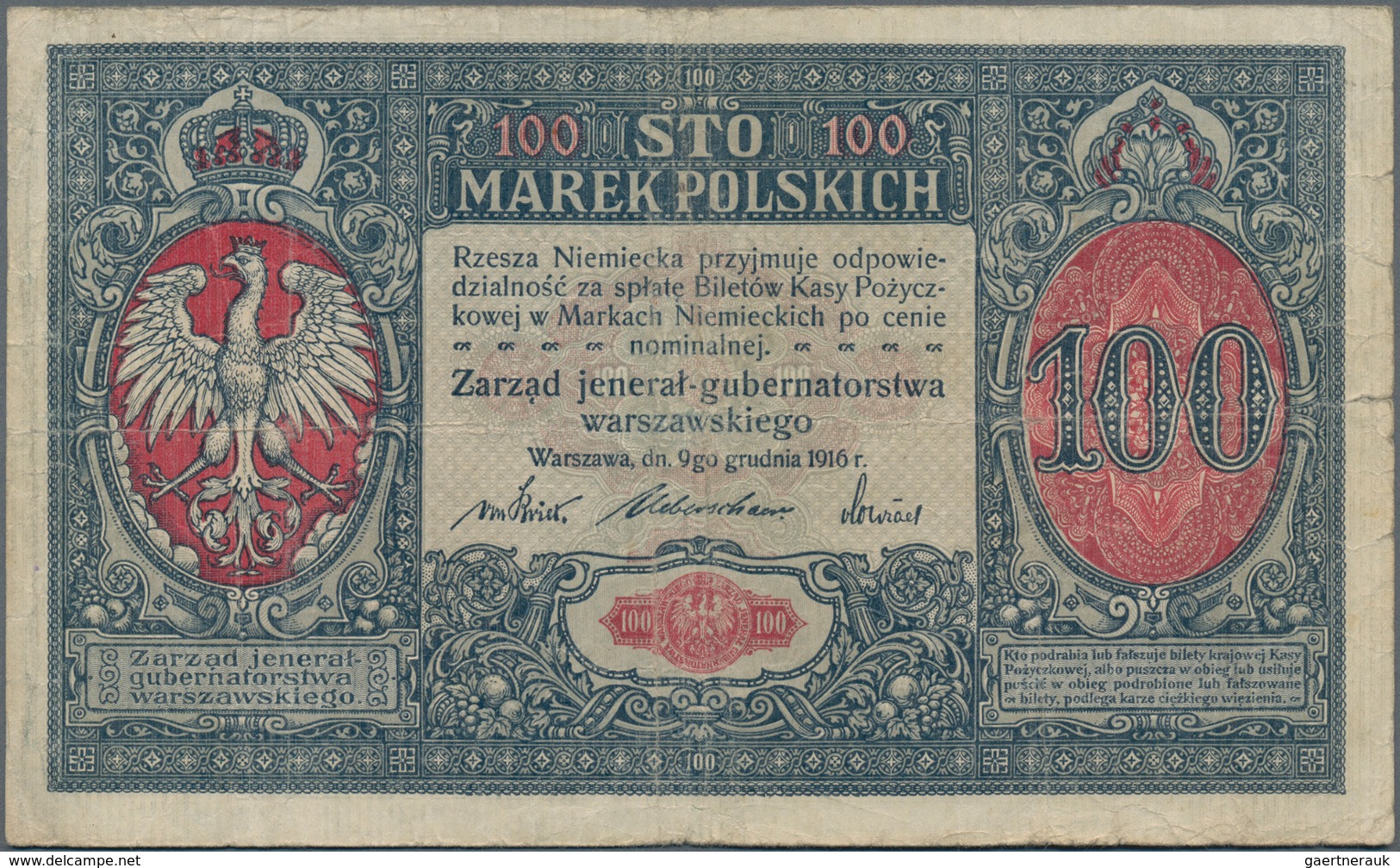 Poland / Polen: State Loan Bank Of Poland Set With 3 Banknotes With Title “Zarzad Jeneral Gubernator - Poland