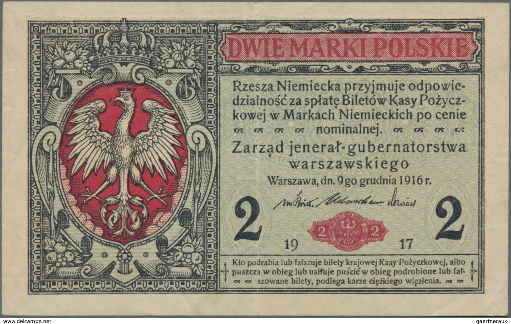 Poland / Polen: State Loan Bank Of Poland Set With 3 Banknotes With Title “Zarzad Jeneral Gubernator - Polen