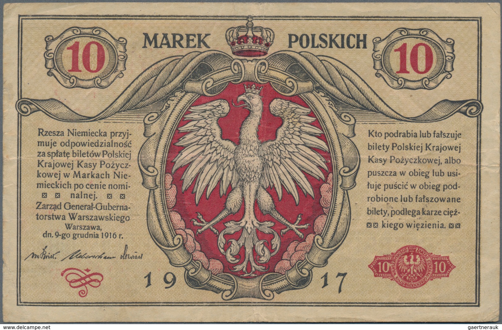 Poland / Polen: State Loan Bank Of Poland Set With 5 Banknotes With Title “Zarzad General Gubernator - Polen