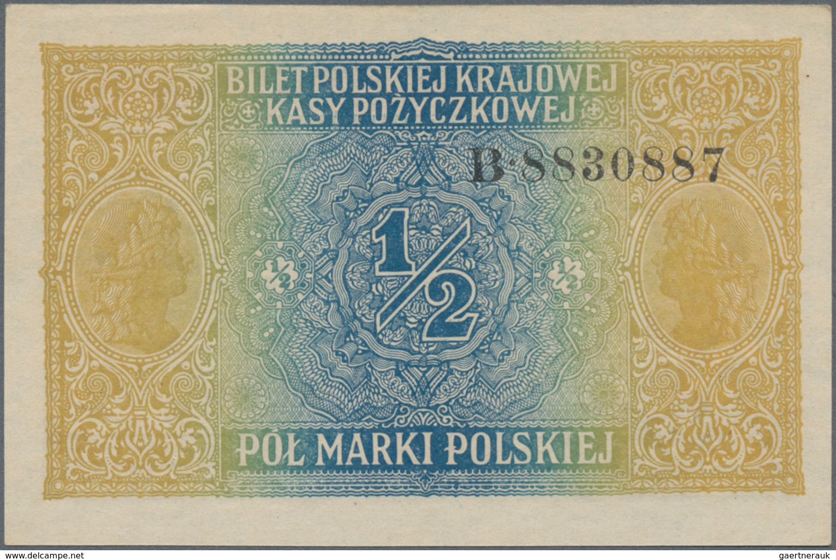 Poland / Polen: State Loan Bank of Poland set with 5 banknotes with title “Zarzad General Gubernator