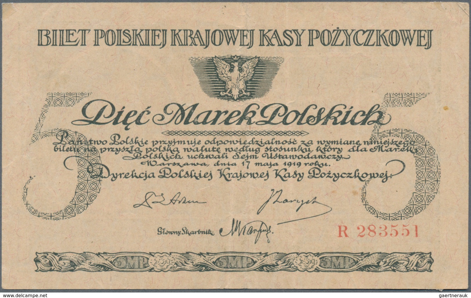 Poland / Polen: Set With 4 Banknotes Containing 1 Marka (VF+), 2x 5 Marka (VF) And 20 Marek (VF), P. - Polonia