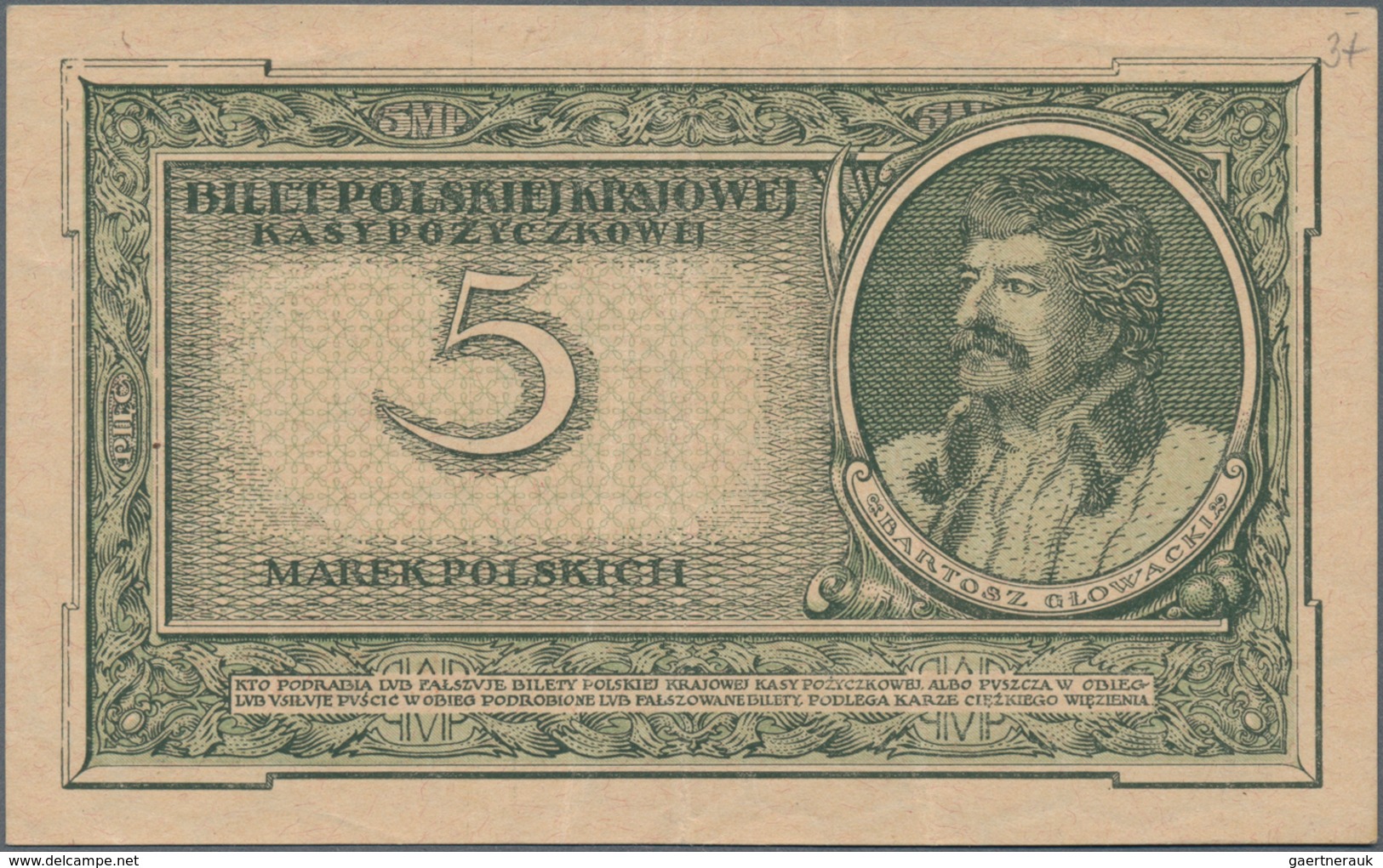 Poland / Polen: Set with 4 banknotes containing 1 Marka (VF+), 2x 5 Marka (VF) and 20 Marek (VF), P.