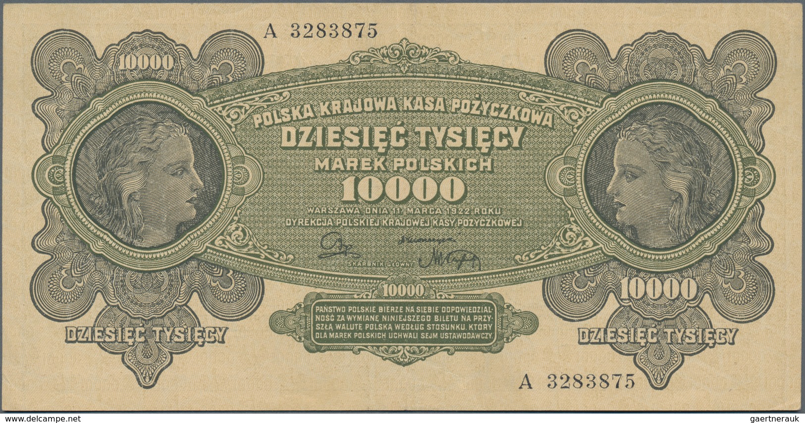 Poland / Polen: Set with 5 banknotes of the 1920’s issue comprising 10.000 Marek 1922 (XF), 50.000 M