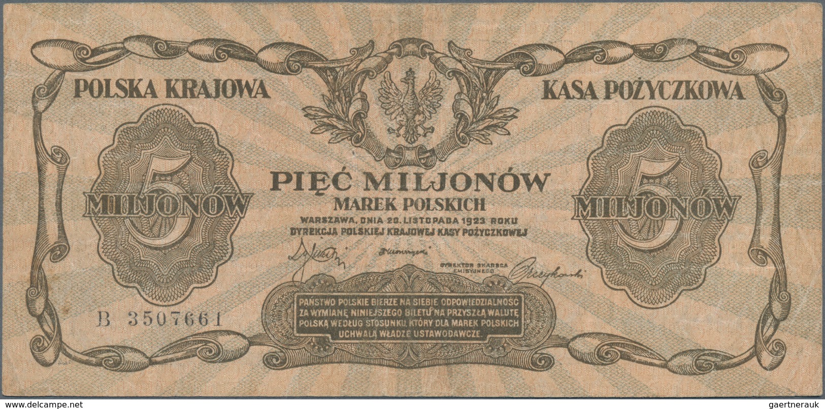 Poland / Polen: 5 Million Marek 1923, P.38 In F+ To VF Condition. - Poland
