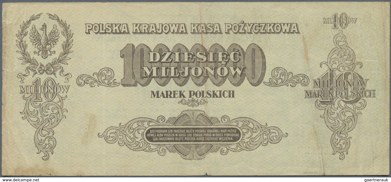 Poland / Polen: 10 Million Marek 1923, P.39, Tiny Border Tears At Right, Some Soft Folds And Minor S - Polonia